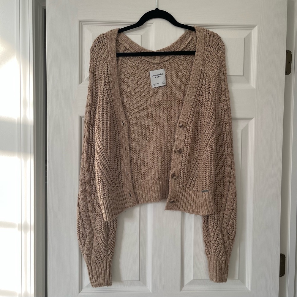 Abercrombie Puff Sleeve Cropped Cardigan